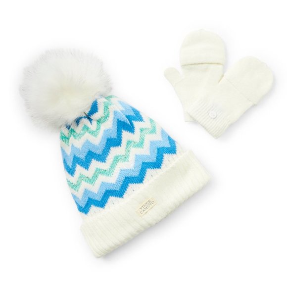NWT 🌟Host pick🌟Vince Camuto Chevron  Beanie & Pop Top Mittens - 2 pc set - Picture 1 of 1